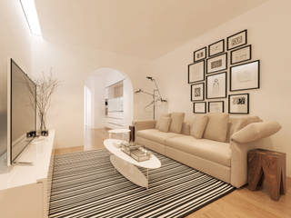 Remodelação de apartamento em Penha de França - Lisboa, 10Place - Creating Home 10Place - Creating Home Modern living room