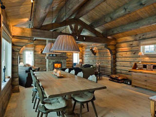 Norwegian log house, Norwegische Blockhäuser Norwegische Blockhäuser Living room لکڑی Wood effect