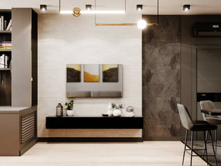 КВАРТИРА В ЖК «ЖИГУЛИНА РОЩА», 43 М², Студия дизайна ROMANIUK DESIGN Студия дизайна ROMANIUK DESIGN Living room