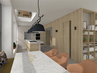 De Maasbode, high-end optie City Villa, Bergblick interieurarchitectuur Bergblick interieurarchitectuur Modern Dining Room Wood Wood effect