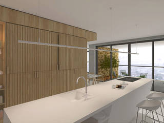 De Maasbode, Uptown appartementen, Bergblick interieurarchitectuur Bergblick interieurarchitectuur Built-in kitchens Wood Wood effect