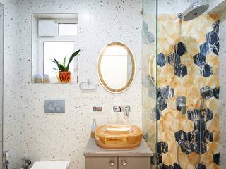 "Live in Color" Home, Shweta Shetty and Associates Shweta Shetty and Associates Rustic style bathroom Stone Black