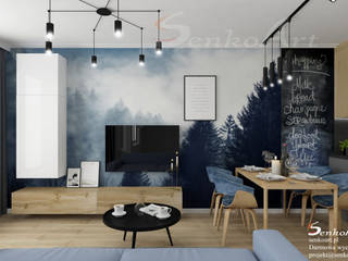 Aranżacja Salonu w Nowoczesnym Stylu w 2021 Roku , Senkoart Design Senkoart Design Moderne Wohnzimmer Blau