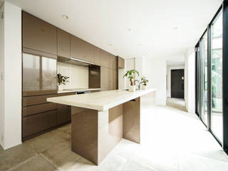 開放的な1階LDKの家, TERAJIMA ARCHITECTS／テラジマアーキテクツ TERAJIMA ARCHITECTS／テラジマアーキテクツ Modern Kitchen Beige
