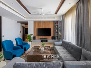 Apartment at Mahindra Luminaire, Golf Course Extn. Road, The Workroom The Workroom Nowoczesny salon Drewno O efekcie drewna