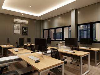 Wangpack office, Modernize Design + Turnkey Modernize Design + Turnkey Nowoczesne domowe biuro i gabinet Drewno Brązowy