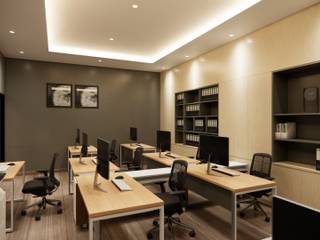 Wangpack office, Modernize Design + Turnkey Modernize Design + Turnkey Nowoczesne domowe biuro i gabinet Drewno Brązowy
