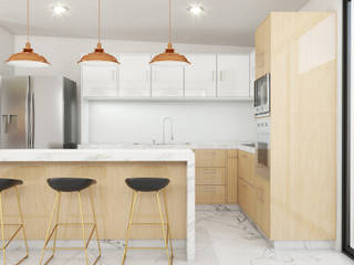 Residencial El Conde, ESTUDIO COOPER ARQUITECTOS ESTUDIO COOPER ARQUITECTOS Built-in kitchens Engineered Wood Transparent