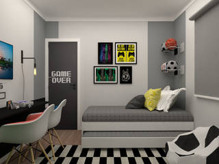 Um quarto criado para dois irmãos gamers, Giovana Fagnani Giovana Fagnani Modern style bedroom