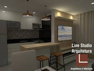 Projeto de Interiores para Apartamento - Itaquera/SP - Outubro/2020, Line Studio Arquitetura Line Studio Arquitetura غرفة المعيشة