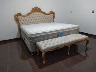 Cabeceira de Cama Clássica, Kaza Decor Tecidos e Decoração Kaza Decor Tecidos e Decoração Chambre classique Bois Effet bois