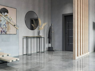 Piękny, nowoczesny, otwarty salon z korytarzem i schodami, Domni.pl - Portal & Sklep Domni.pl - Portal & Sklep Modern living room Ceramic