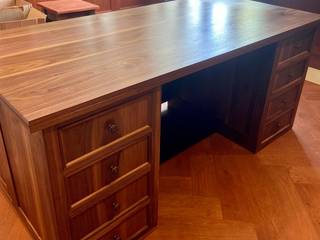 Custom Built Walnut Desk, Forest Forged Forest Forged Commercial spaces Solid Wood Multicolored