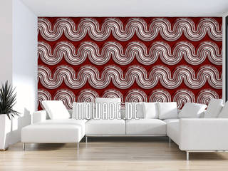 Retro Tapete, Mowade Mowade Moderne Wände & Böden Rot