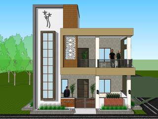 residential house, Nirav Design Nirav Design Bungalows Bricks