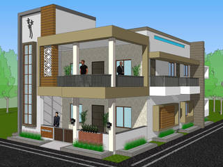 residential house, Nirav Design Nirav Design Bungalows Bricks