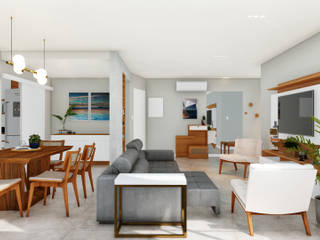 Apartamento Embaré - Living, Ruth Perovano Arquitetura e Interiores Ruth Perovano Arquitetura e Interiores Modern dining room