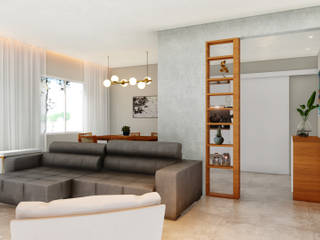Apartamento Embaré - Living, Ruth Perovano Arquitetura e Interiores Ruth Perovano Arquitetura e Interiores Living room