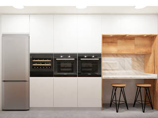Cocina en color blanco combinado con madera., ZERMATT DECORACION S.L ZERMATT DECORACION S.L Modern kitchen Chipboard