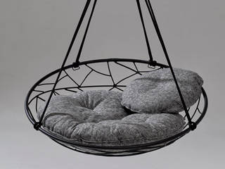 Studio Stirling Basket Collection - Minimal 21st Century Sculptural Functional Art, Tubular Steel Rust Protected and Powder Coated Hanging Chairs or Swing Seats, Studio Stirling pty (ltd) Studio Stirling pty (ltd) Pasillos, vestíbulos y escaleras de estilo minimalista Hierro/Acero