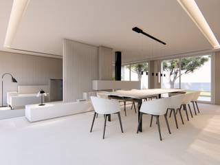 Proyecto de interiorismo en Carcaixent, Valencia, Arquitectura Sostenible e Interiorismo | a-nat Arquitectura Sostenible e Interiorismo | a-nat Minimalist dining room White