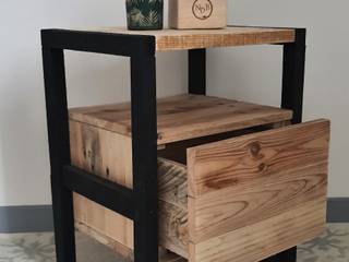 MEUBLE EN BOIS RECYCLE DE PALETTE CHEVET OSLO EN BOIS RECYCLE, Nuance de Bois Nuance de Bois Scandinavian style bedroom Wood Wood effect Bedside tables