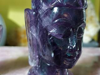 Amethyst Buddha Head Figurine , Enchanting Krystals Enchanting Krystals Interior garden