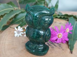 Hand Carved Green Aventurine Crystal Owl, Enchanting Krystals Enchanting Krystals Interior garden