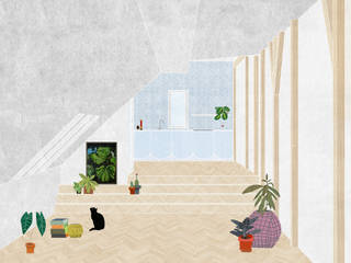 Umbau einer Altbauwohnung in Kreuzberg, Atelier Blank Atelier Blank Minimalistische Wohnzimmer
