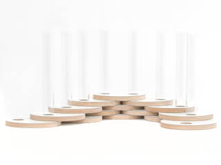 Button vaasjes en bijzettafeltjes, Dutch Duo Design Dutch Duo Design 现代客厅設計點子、靈感 & 圖片 複合木地板 White