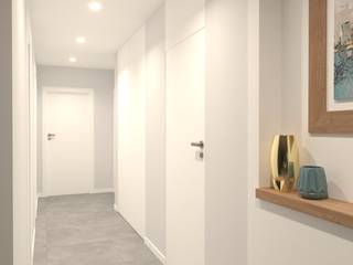 Un progetto di restyling per un appartamento ad Aversa, arch. Lorenzo Criscitiello arch. Lorenzo Criscitiello Modern Corridor, Hallway and Staircase Grey