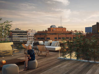 Viviendas Madrid, Drama Estudio Drama Estudio Scandinavian style balcony, veranda & terrace