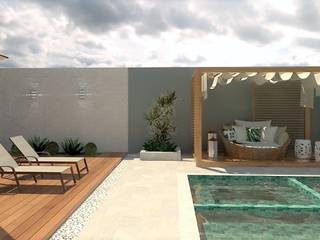 Projeto de área externa com piscina, Juliana Garcia Arquitetura e Design Juliana Garcia Arquitetura e Design 모던스타일 수영장