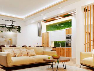 Дизайн и ремонт дома в КП «Парк Авеню» — Освежающий фьюжн, Вира-АртСтрой Вира-АртСтрой Minimalist living room