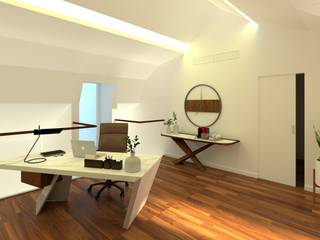 Ginkgo Design Studio 모던스타일 서재 / 사무실 대리석 화이트