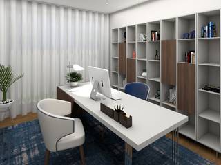 Ginkgo Design Studio 모던스타일 서재 / 사무실 MDF 파랑