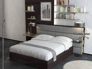 Parete Letto, Mezzettidesign Mezzettidesign Modern Bedroom Wood Grey