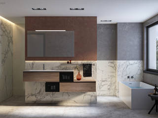 Badezimmer Interior Design und 3D Visualisierung / Tageslichtbad, GRIFFEL 3D DESIGN GRIFFEL 3D DESIGN Moderne Badezimmer