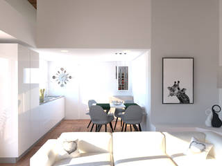 Soggiorno & Angolo Cottura: Conversione di un B&B in un'unità ad uso provato, Cecilia Di Giovanni Design Cecilia Di Giovanni Design Modern Living Room