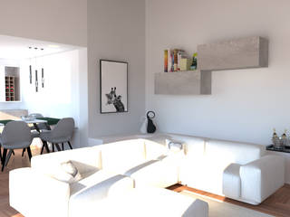 Soggiorno & Angolo Cottura: Conversione di un B&B in un'unità ad uso provato, Cecilia Di Giovanni Design Cecilia Di Giovanni Design Modern Living Room