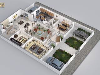 Residential 3D Floor Plan Rendering by Yantram Architectural Design Studio, Austin – Texas, Yantram Animation Studio Corporation Yantram Animation Studio Corporation Podłogi Plastik