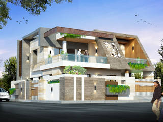 ELEVATION FOR Mr.SHAILESH SINGH, AMETHI, COMPASS DESIGNS COMPASS DESIGNS บ้านสำเร็จรูป หิน