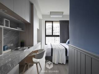 濃情藍調寫意宅，飄揚幸福笑靨, 揚楊設計 Yang Square Interior Design 揚楊設計 Yang Square Interior Design Modern style bedroom