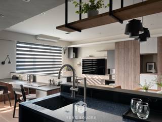 經典藍調 層次變化, 揚楊設計 Yang Square Interior Design 揚楊設計 Yang Square Interior Design Modern kitchen