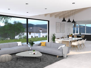 Zona giorno per una nuova villa unifamiliare, Marta Riccadonna - architetto Marta Riccadonna - architetto Modern living room