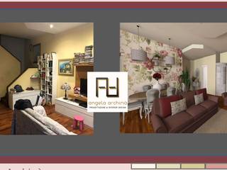 Soggiorno in stile shabby, tra romantico e country chic: restyling e personalizzazione , Angela Archinà Progettazione & Interior Design Angela Archinà Progettazione & Interior Design