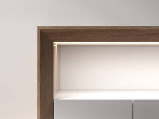 Progetto di soggiorno simmetrico con boiserie cannettata, GD Design GD Design Salas modernas