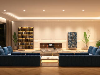 Soggiorno luminoso da cinema con boiseries, GD Design GD Design Modern living room