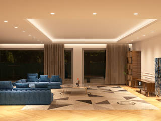 Soggiorno luminoso da cinema con boiseries, GD Design GD Design Modern living room