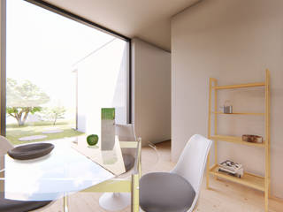 Moradia na Torreira, ARQ|EMA ARQ|EMA Minimalist dining room